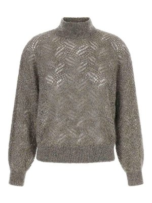 BRUNELLO CUCINELLI: Strickpullover mit Rundhalsausschnitt - Rundhalspullover - Grau