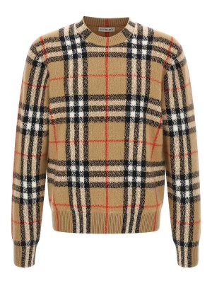 BURBERRY: Strickpullover mit Rundhalsausschnitt - Rundhalspullover - Beige