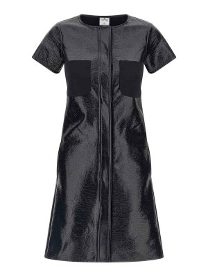 Courreges: abiti al ginocchio - Abito blu in vinile e cotone con due tasche