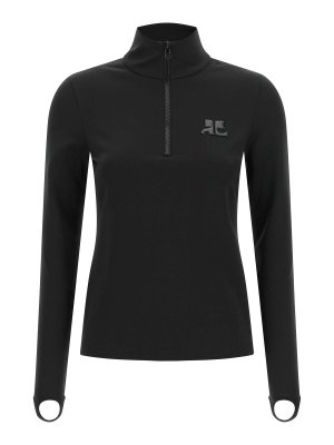 Courreges: crew necks - Black Second-Skin Technical Jumper