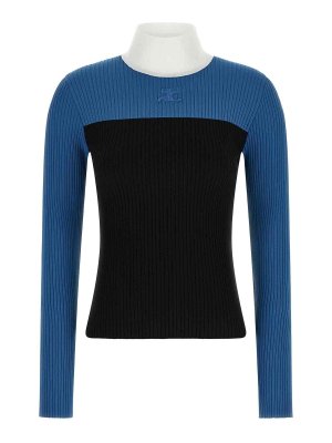 Courreges: maglia collo rotondo - Maglione in jersey tricolore multicolore