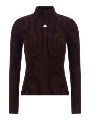 Courreges: crew necks - Burgundy Reedition Jumper