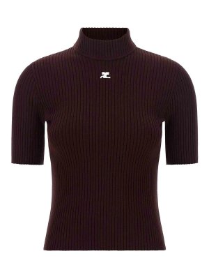 Courreges: crew necks - Burgundy Reedition Jumper