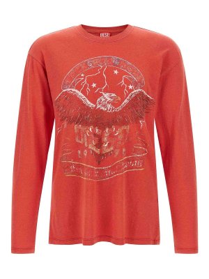 DIESEL: t-shirt - T-shirt rossa in cotone T-Geri-Ls
