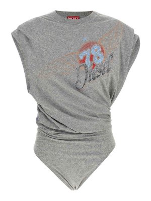 DIESEL: Top e canotte - Body in cotone grigio T-Noby
