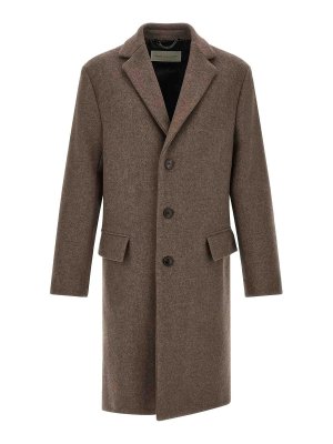 DRIES VAN NOTEN: trench coats - Brown Rustic Wool Coat