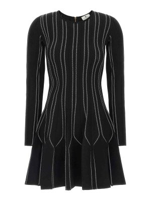 ELISABETTA FRANCHI: abiti al ginocchio - Abito nero in maglia origami