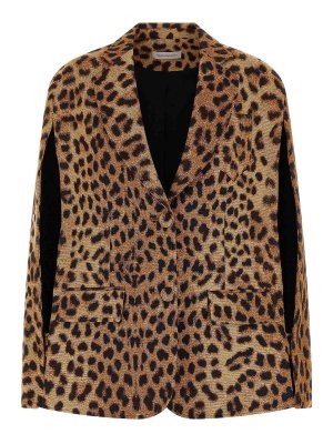 FEDERICA BONIFACI: blazers - Beige Cape Leopard Blazer