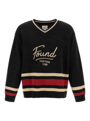 FOUND: crew necks - Black Sport Club Varsity Cotton Jumper