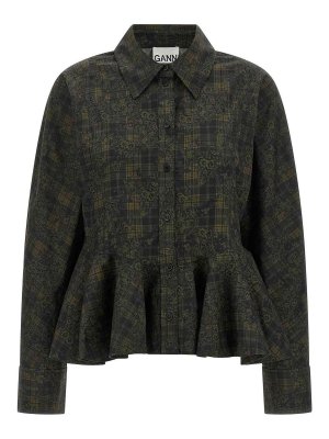 GANNI: Camisas - Camisa - Verde