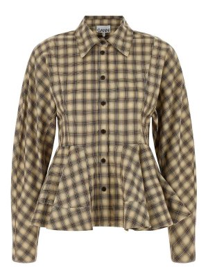 GANNI: Camisas - Camisa - Check Flannel Peplum