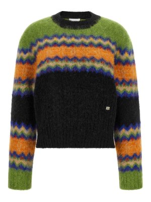 GANNI: crew necks - Multicolour Fair Isle Alpaca-Blend Jumper