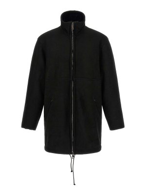 GIORGIO BRATO: short coats - Black Shearling Caban Coat