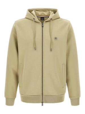 Hugo Boss: Sweatshirts & Sweaters - Green C-Spence 01 Cotton Hoodie