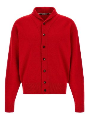 JACQUEMUS: cardigans - Red Le Cardigan Pelota Wool-Cashmere Cardigan