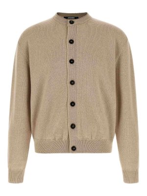 JACQUEMUS: cardigans - Beige Le Cardigan Moulin Merino Wool Cardigan