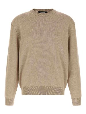 JACQUEMUS: Strickpullover mit Rundhalsausschnitt - Rundhalspullover - Beige