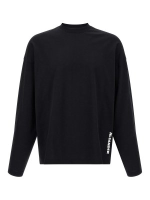 JIL SANDER: t-shirts - Black Logo T-Shirt