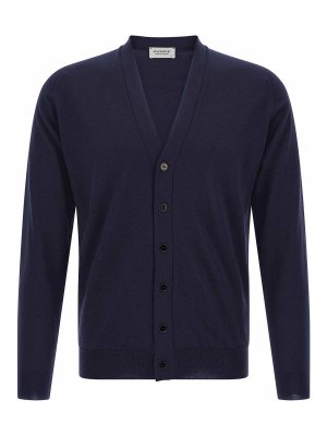 JOHN SMEDLEY: cardigans - Blue Bradrick Merino Wool Cardigan