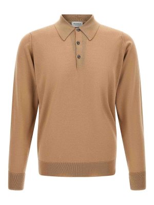 JOHN SMEDLEY: polo shirts - Beige Dorset Merino Wool Polo Shirt