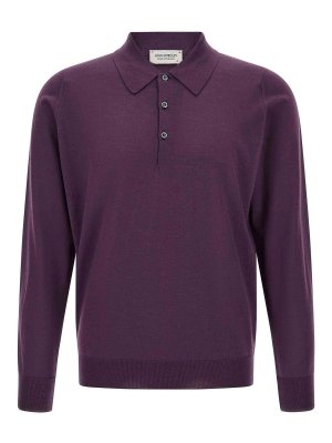 JOHN SMEDLEY: polo shirts - Purple Dorset Merino Wool Polo Shirt