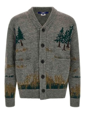 JUNYA WATANABE: cardigans - Grey Intarsia Cardigan