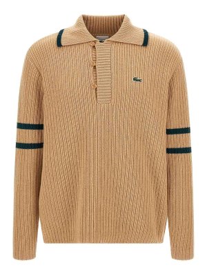 LACOSTE: crew necks - Beige Archive Edition Jumper