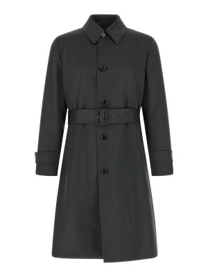 LARDINI: trench coats - Grey Virgin Wool Trench Coat