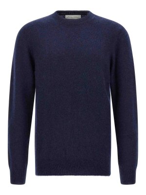 LARMERI STUDIO: Strickpullover mit Rundhalsausschnitt - Rundhalspullover - Blau