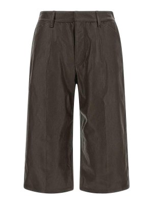 LEMAIRE: Trousers Shorts - Brown Leather Bermuda Shorts