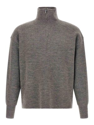 MA'RY'YA: crew necks - Grey Half-Zip Jumper