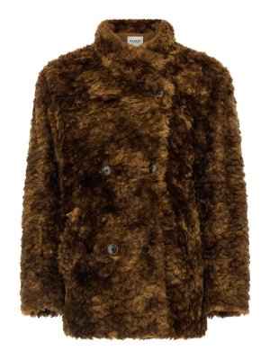Isabel Marant Etoile: long coats - Brown Jya Faux-Fur Coat