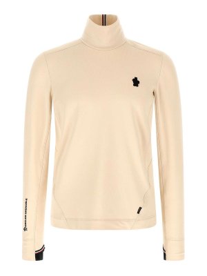 MONCLER: Strickpullover mit Rundhalsausschnitt - Rundhalspullover - Weiß