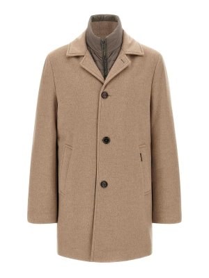 MOORER: long coats - Beige Monferrato Wool-Cashmere Coat