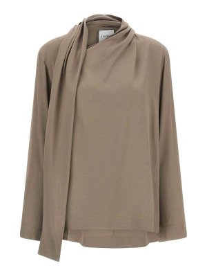 Nude: blouses - Grey Draped Panel Blouse