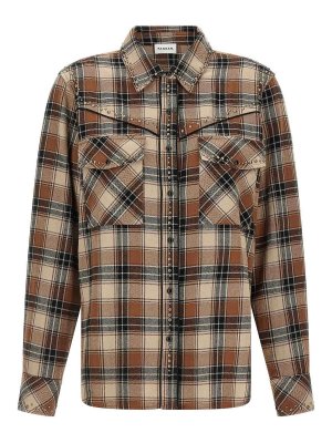 P.A.R.O.S.H.: camicie - Camicia da cowboy marrone in cotone