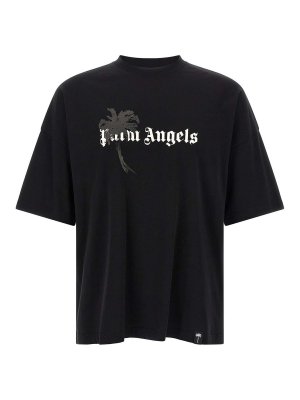 Palm Angels: t-shirts - Black Palm Drift Cotton T-Shirt