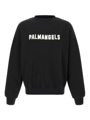Palm Angels: Sweatshirts & Sweaters - Black Palm Hills Cotton Sweatshirt