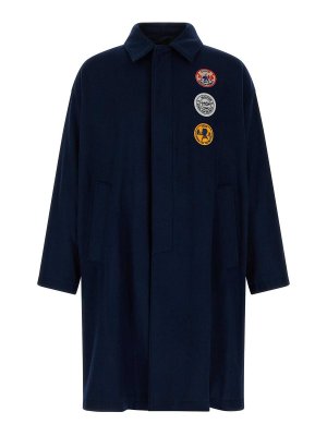 SONG FOR THE MUTE: trench coats - Blue Coach Wool Coat