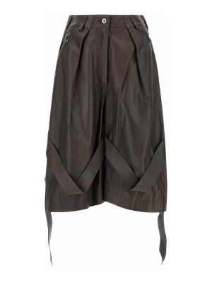 The Attico: pantaloni shorts - Bermuda in pelle marrone