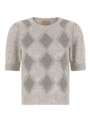 TWINSET: crew necks - Grey Sequin Diamond Jumper