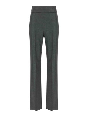 VALENTINO GARAVANI: casual trousers - Grey Textured Silk Wool Trousers
