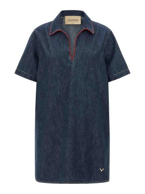 VALENTINO GARAVANI: abiti al ginocchio - Abito in denim chambray