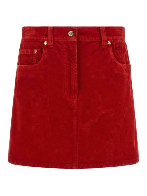 VERSACE: Knee length skirts & Midi - Red Medusa Corduroy Skirt