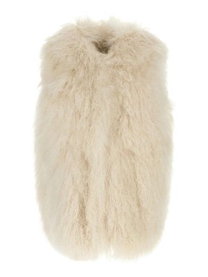 YVES SALOMON: vests - White Long-Haired Vest