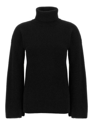 TOTEME: maglia collo rotondo - Maglione a collo alto in lana a coste nere