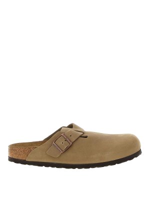 BIRKENSTOCK: mules shoes - Brown Boston Leather Clogs