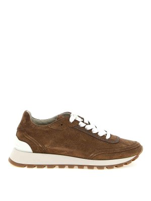 BRUNELLO CUCINELLI: trainers - Brown Suede Sneakers