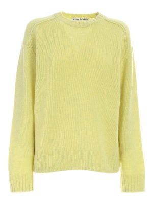 Acne Studios: maglia collo rotondo - Maglione tricot girocollo giallo