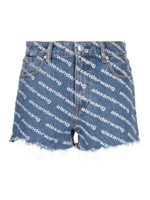 ALEXANDER WANG: pantaloni shorts - Shorts in denim con logo